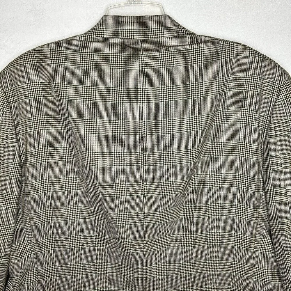 Lauren Ralph Lauren 2-Button Silk Wool Suit 42R Houndstooth Plaid Tan